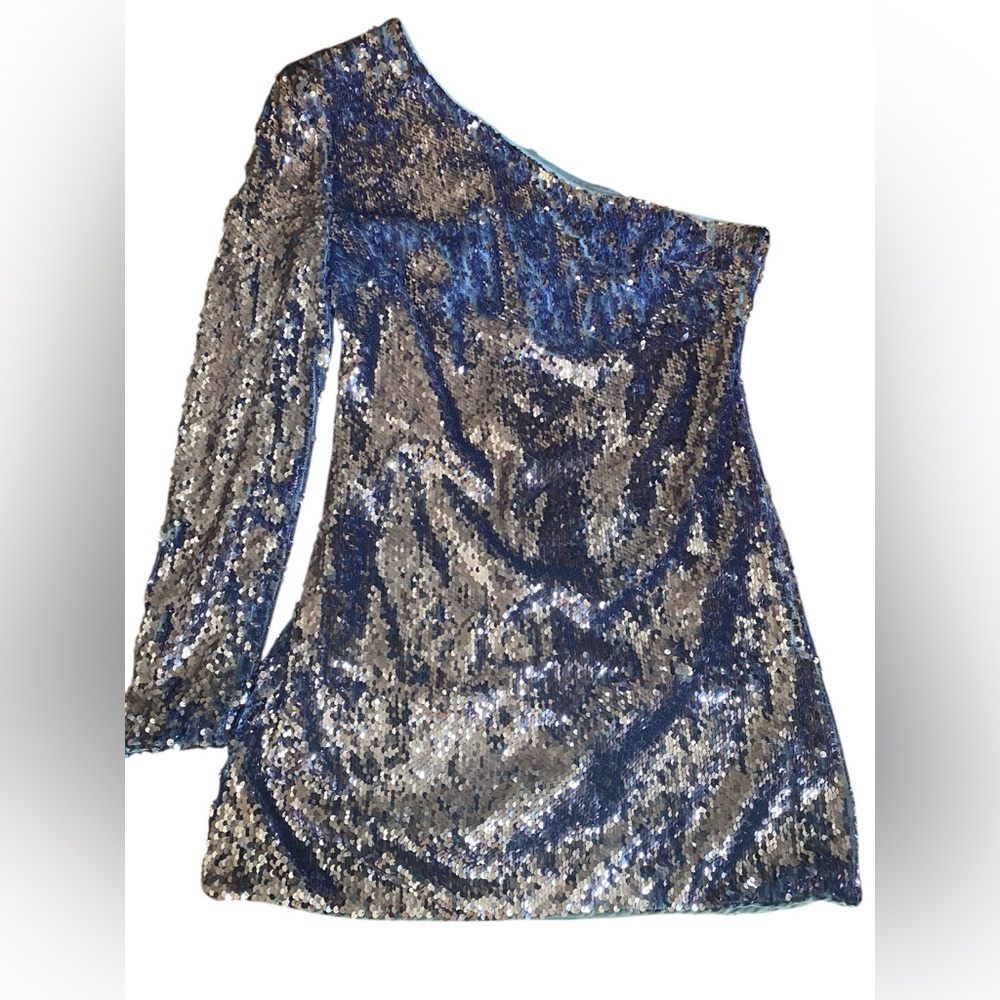 Bardot L purple One-Shoulder Sequin Dress